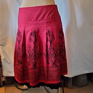 Apt 9 Red & Black Floral Boho Layered Skirt, Size 8
